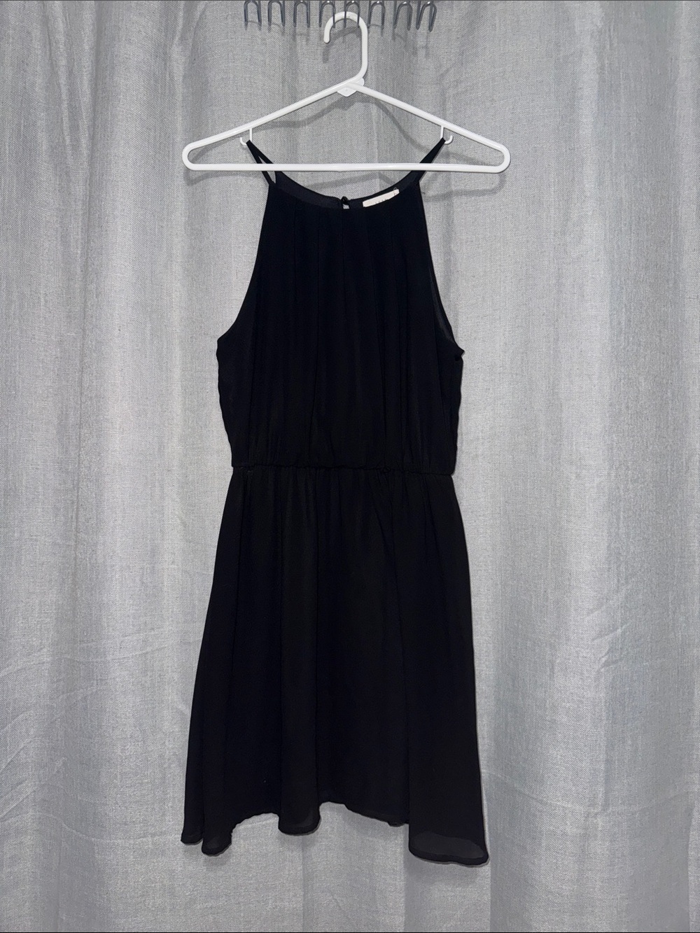 Lush Sleeveless Black Chiffon Mini Dress